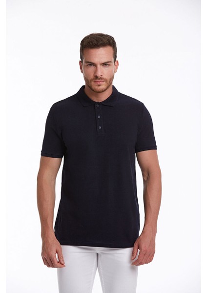 Lacivert Regular Fit Düz 100% Pamuklu Polo Yaka Tişört modelleri