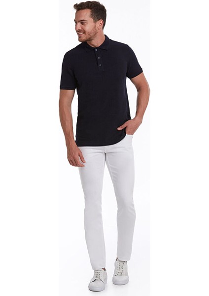 Lacivert Regular Fit Düz 100% Pamuklu Polo Yaka Tişört indirimleri