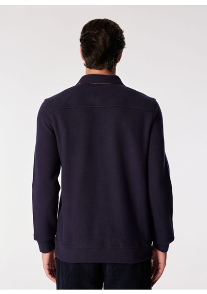 Lacivert Erkek Polo Regular Fit Düz Sweatshirt FC4WM-SWT 2116