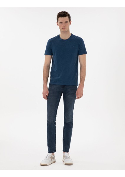 Indigo Melanj Slim Fit Basic Tişört