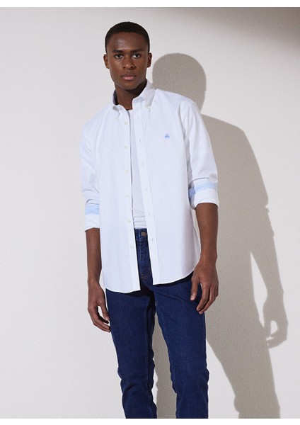 Beyaz Erkek Regular Fit Gömlek BBSP23MSH086