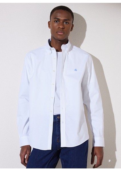 Beyaz Erkek Regular Fit Gömlek BBSP23MSH086