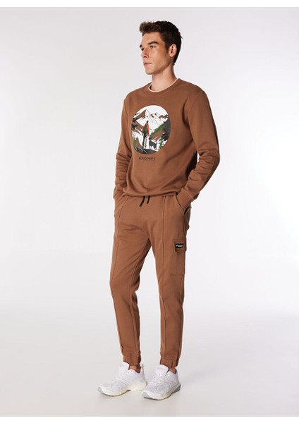 Açık Kahve Erkek Bisiklet Relaxed Baskılı Sweatshirt D4WM-SWT3271