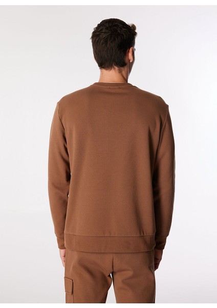 Açık Kahve Erkek Bisiklet Relaxed Baskılı Sweatshirt D4WM-SWT3271