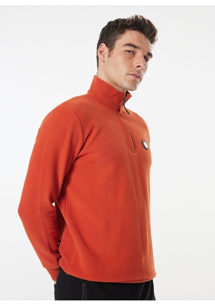Koyu Turuncu Erkek Fermuarlı Yaka Relaxed Sweatshirt D4WM-SWT3930 modelleri
