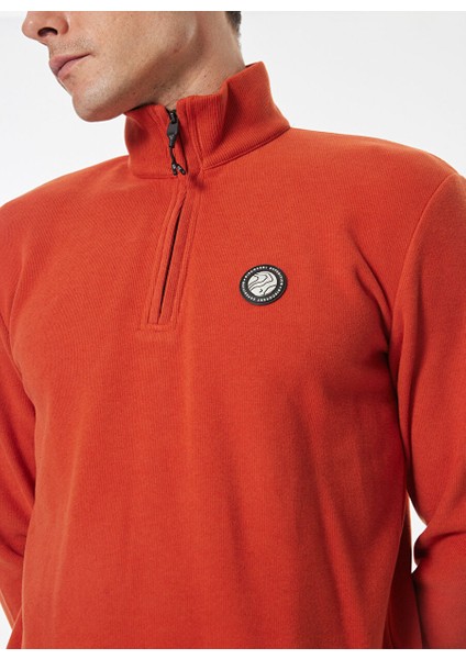 Koyu Turuncu Erkek Fermuarlı Yaka Relaxed Sweatshirt D4WM-SWT3930 fırsatları