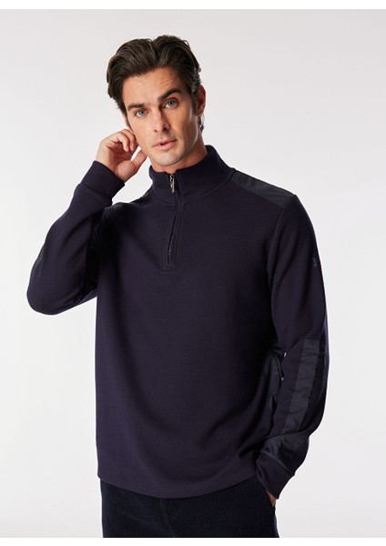 Lacivert Erkek Dik Regular Fit Düz Sweatshirt FC4WM-SWT 2117