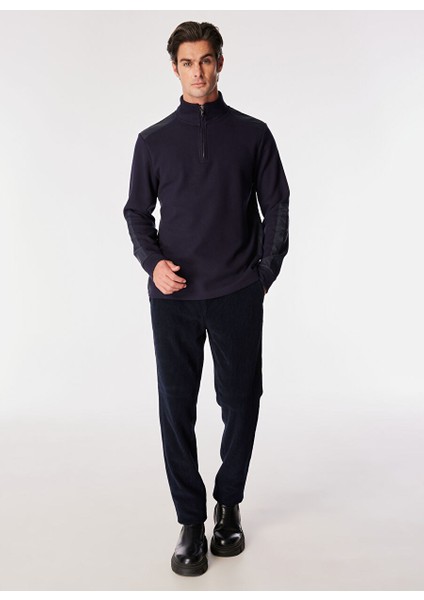 Lacivert Erkek Dik Regular Fit Düz Sweatshirt FC4WM-SWT 2117