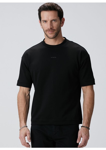 Siyah Erkek Dik Slim Fit Sweatshirt 1095059