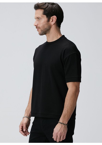 Siyah Erkek Dik Slim Fit Sweatshirt 1095059