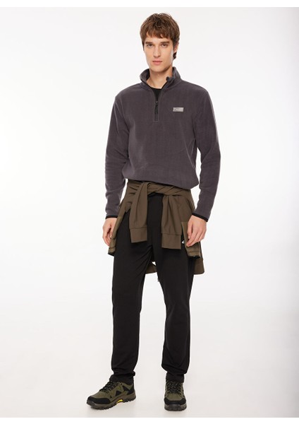 Antrasit Erkek Kapüşon Yaka Standart Fit Polar Sweatshırt D3WM-SWT1