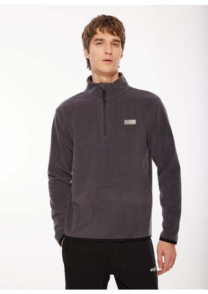 Antrasit Erkek Kapüşon Yaka Standart Fit Polar Sweatshırt D3WM-SWT1