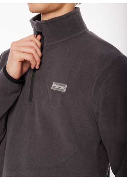 Antrasit Erkek Kapüşon Yaka Standart Fit Polar Sweatshırt D3WM-SWT1