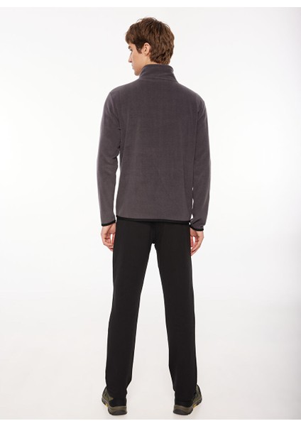 Antrasit Erkek Kapüşon Yaka Standart Fit Polar Sweatshırt D3WM-SWT1