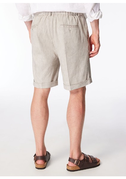 Bej Erkek Katlamalı Paça Slim Fit Şort PB1248SS Şortbej