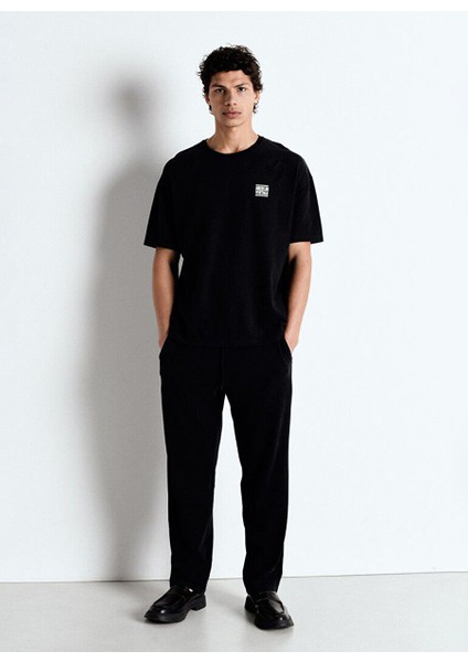 Siyah Erkek Oversize T-Shirt MYKO02AE25TEN