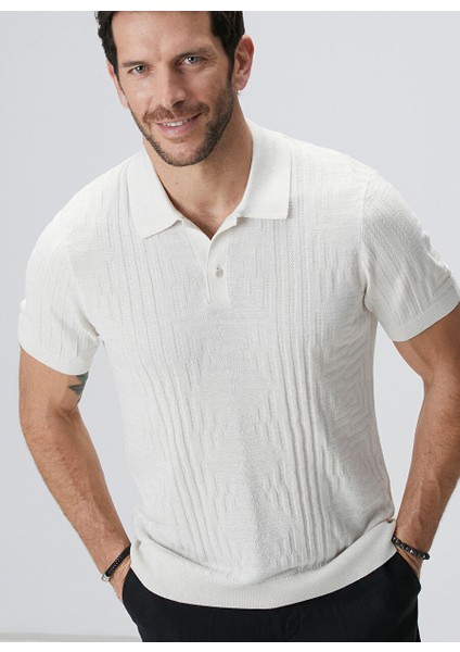 Ekru Erkek Apaş Slim Fit Kazak 1093835