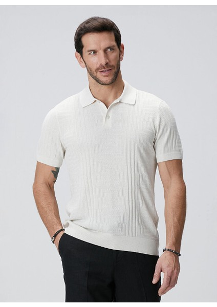 Ekru Erkek Apaş Slim Fit Kazak 1093835