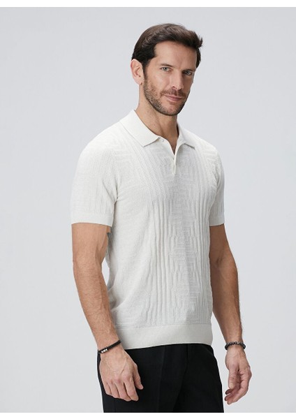 Ekru Erkek Apaş Slim Fit Kazak 1093835