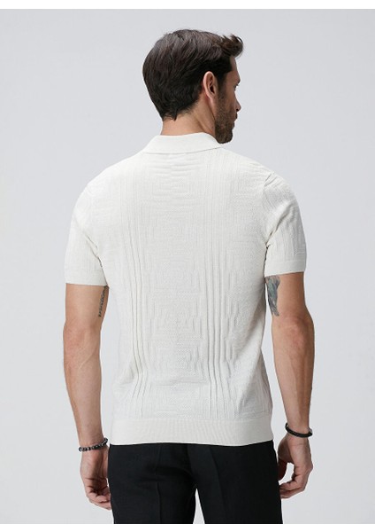 Ekru Erkek Apaş Slim Fit Kazak 1093835