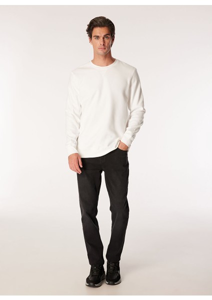 Beyaz Erkek Bisiklet Yaka Relaxed Sweatshirt F4WM-SWT 2823