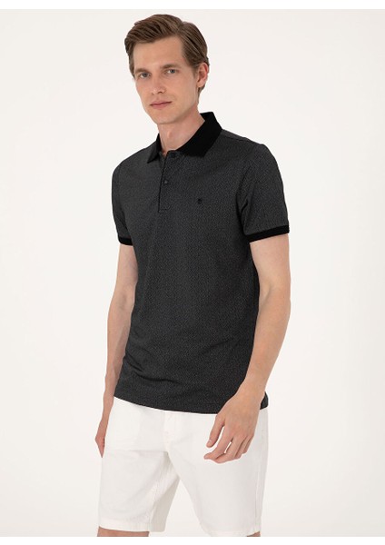 Siyah Erkek Slim Fit Polo T-Shirt Belton