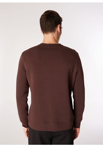 Kahve Erkek Bisiklet Relaxed Nakışlı Sweatshirt D4WM-SWT3276