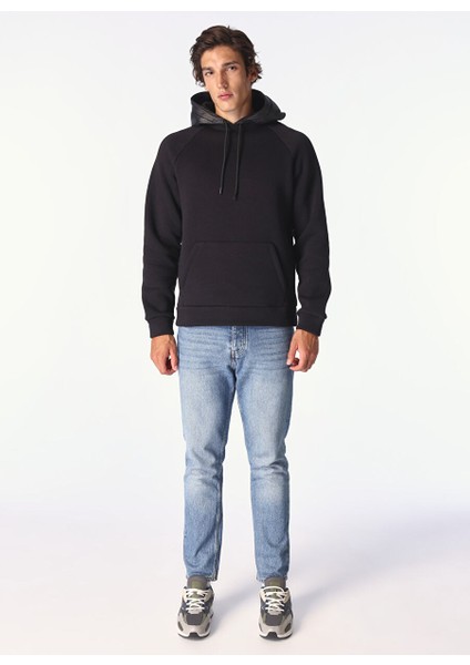 Siyah Erkek Kapüşonlu Relaxed Sweatshirt F4WM-SWT 2234