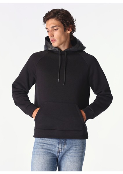Siyah Erkek Kapüşonlu Relaxed Sweatshirt F4WM-SWT 2234