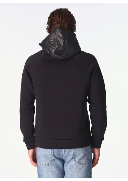 Siyah Erkek Kapüşonlu Relaxed Sweatshirt F4WM-SWT 2234