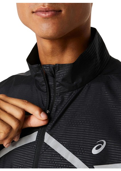 2011C875-001LITE-SHOW Jacket Siyah Erkek Hakim Yaka Regular Fit Desenli Zip Ceket