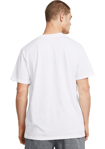 1382831-100 Ua Hw Armour Label Ss Beyaz Erkek Bisiklet Yaka Oversize T-Shirt modelleri