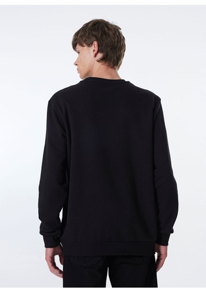 Siyah Erkek Bisiklet Basic Düz Sweatshirt M4WM-SWT-1982