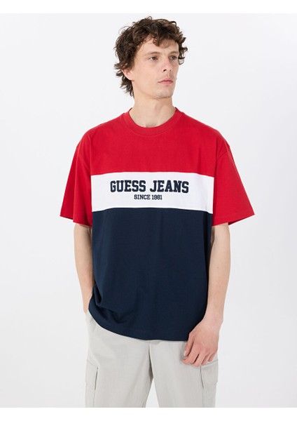 Çok Renkli Erkek Oversized Desenli T-Shirt M5GI45K8FQ4F7TW Gj Ss Cn Os Horızo