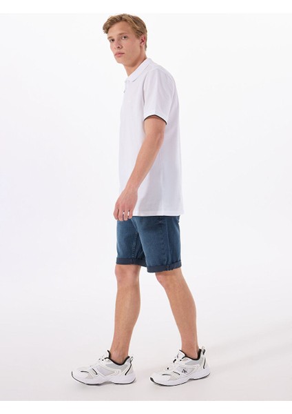 Lacivert Erkek Regular Fit Yıkamalı Denim Şort Chıcago - 1821