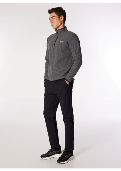 Antrasit Melanj Erkek Dik Yaka Basic Polar Sweatshırt D4WM-SWT3993