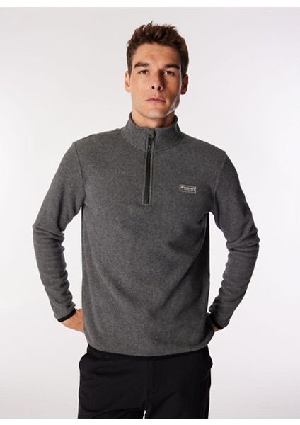 Antrasit Melanj Erkek Dik Yaka Basic Polar Sweatshırt D4WM-SWT3993