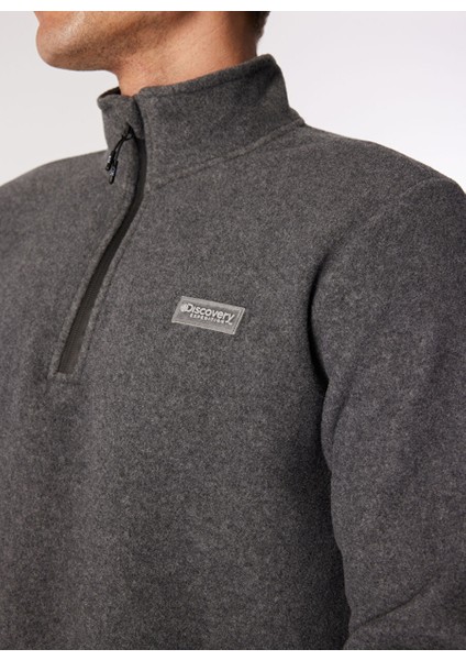 Antrasit Melanj Erkek Dik Yaka Basic Polar Sweatshırt D4WM-SWT3993