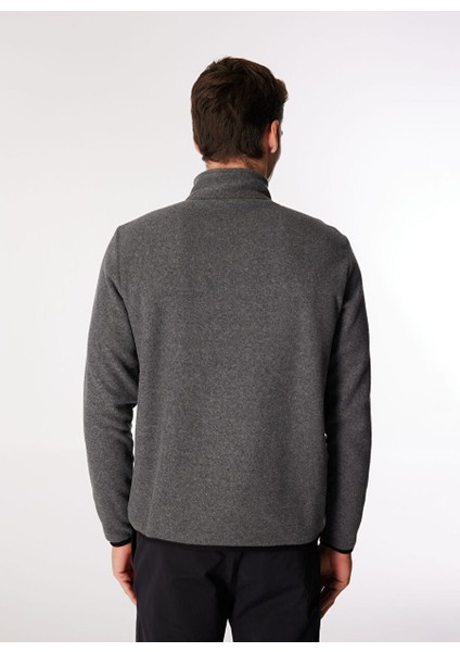 Antrasit Melanj Erkek Dik Yaka Basic Polar Sweatshırt D4WM-SWT3993