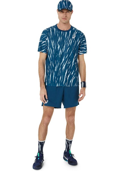 2041A302-412 Men Game Ss Top Mavi - Beyaz Erkek Yuvarlak Yaka Normal Kalıp T-Shirt