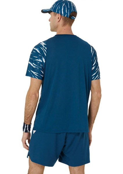 2041A302-412 Men Game Ss Top Mavi - Beyaz Erkek Yuvarlak Yaka Normal Kalıp T-Shirt