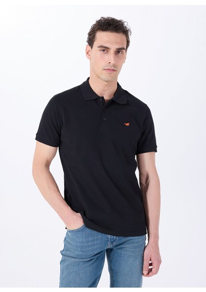 Siyah Erkek Relaxed Baskılı Polo T-Shirt M5SM-TST1335