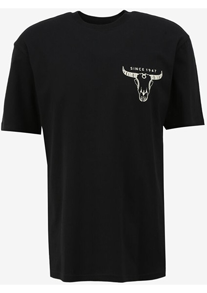 Bisiklet Yaka Siyah Erkek T-Shirt W241299001 Loose Fit T-Shirt