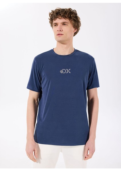 Indigo Erkek Bisiklet Yaka Relaxed Baskılı T-Shirt D4SM-TST3282