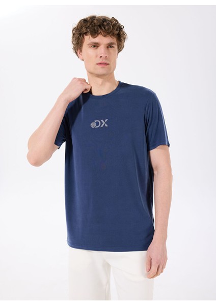 Indigo Erkek Bisiklet Yaka Relaxed Baskılı T-Shirt D4SM-TST3282 modelleri