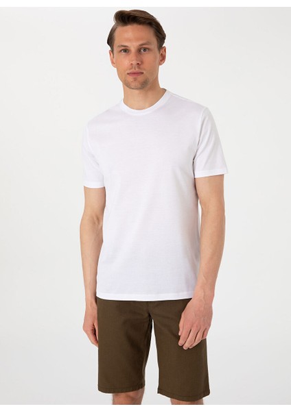 Beyaz Erkek Slim Fit T-Shirt Dıvıo