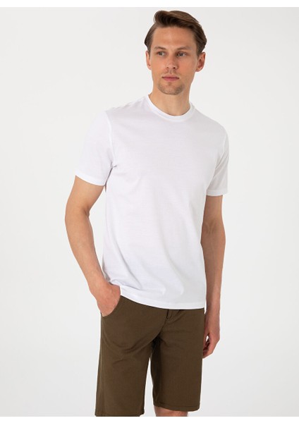 Beyaz Erkek Slim Fit T-Shirt Dıvıo modelleri
