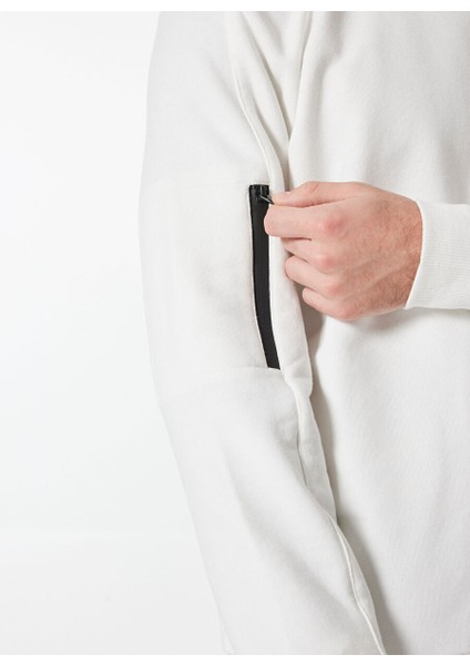 Ekru Erkek Bisiklet Relaxed Baskılı Sweatshirt M4WM-SWT-1531