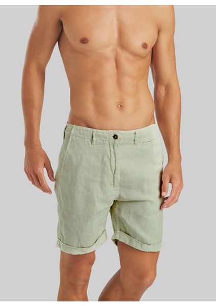 Normal Bel Standart Açık Haki Erkek Bermuda Şort Mr Tanger Shorts