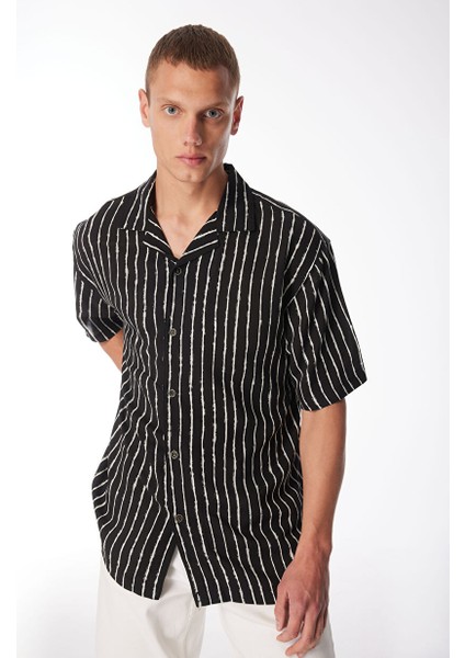 Gmg Fırenze Regular Fit Apaş Yaka Siyah Erkek Gömlek GU24MSS02207